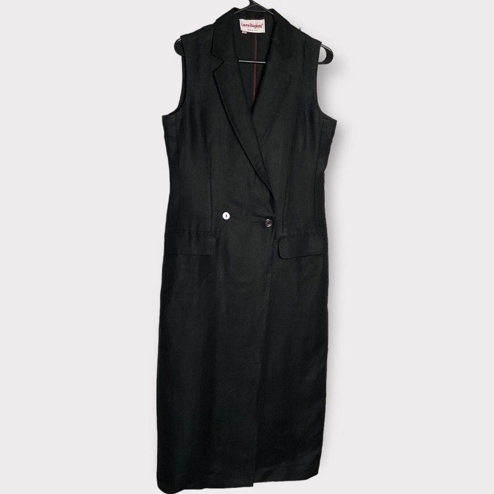VTG Laura Biagiotti Double Face Tweed Duster Vest Dress Italy Women Size 44 Blac